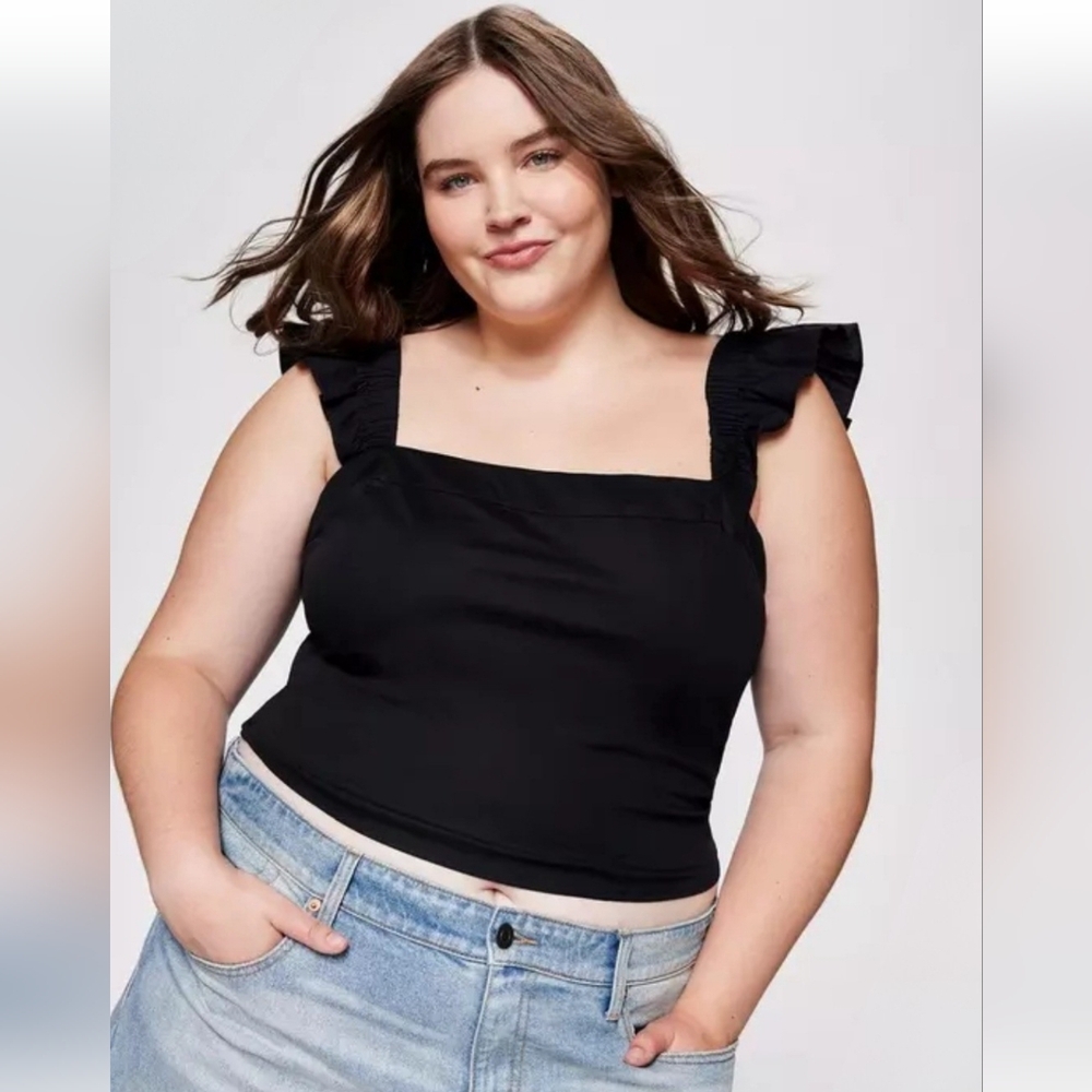 NWT Lovesick Torrid 1 Flutter Sleeve Corset Top Black AD-2287